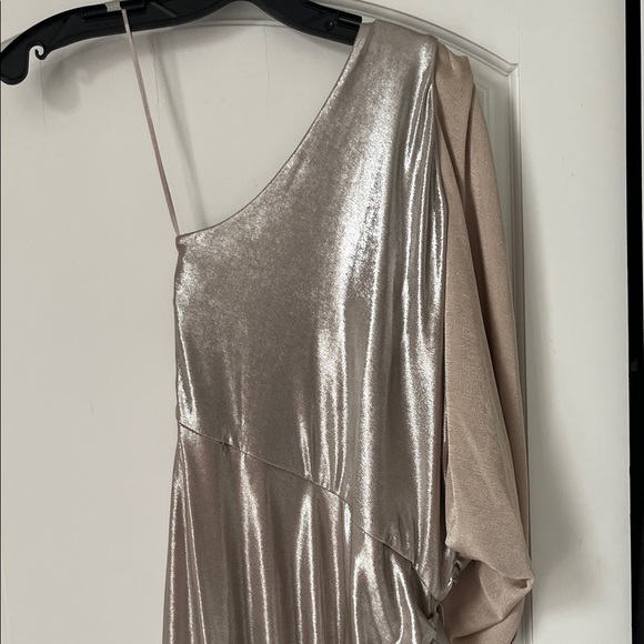 Taylor One Shoulder Metallic Dress - Silver - Picture 3 of 5